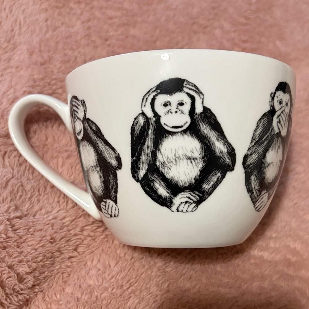 NWOT Monkey Design White Mug